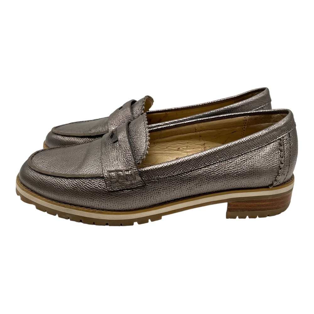 Coach Peyton Bronze Metallic Leather Lug Sole Penny Loafers Women’s 7